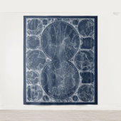 World Wereldbollen Blueprint Wandkleed (Voorkant)