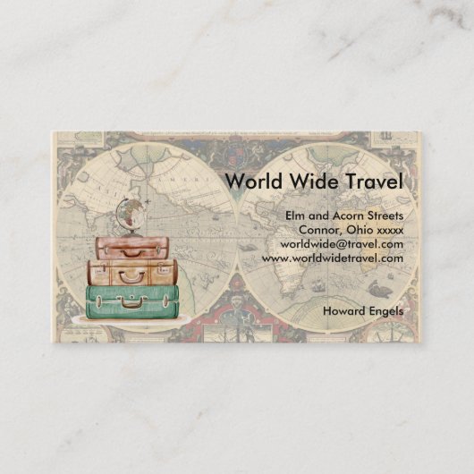 World Wide Travel Luggae and Map Visitekaartje (Voorkant)