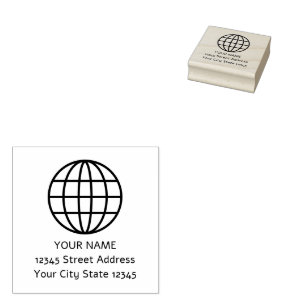 World wire wereldbol sphere logo return adresstemp rubberstempel