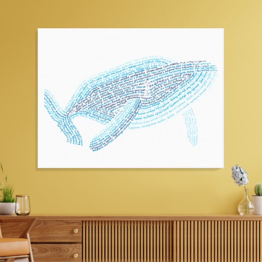 World Word Blauwe Walvis Canvas (Insitu (Woonkamer))