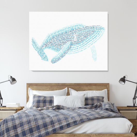 World Word Blauwe Walvis Canvas (Insitu (Slaapkamer))