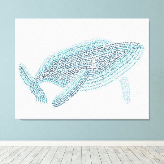 World Word Blauwe Walvis Canvas (Insitu (Houten vloer))