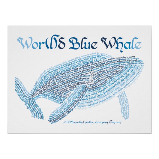 World Word Blue Whale Poster (Voorkant)