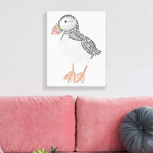 World Word Puffin Canvas (Insitu (Woonkamer))
