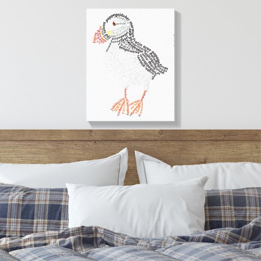 World Word Puffin Canvas (Insitu (Slaapkamer))