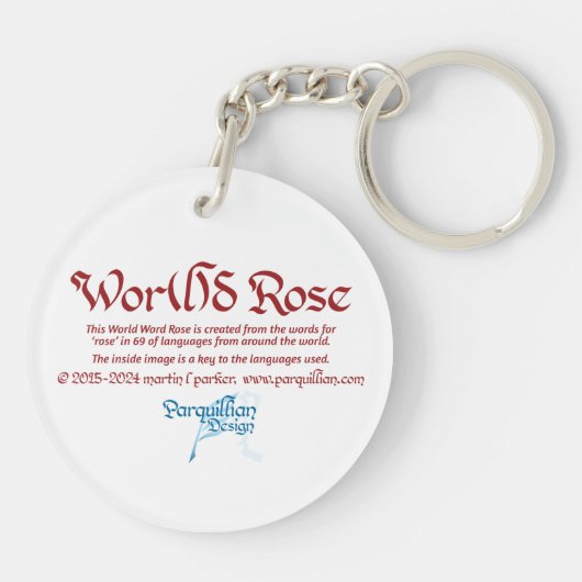 World Word Roos Sleutelhanger (Achterkant)