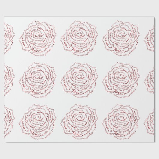 world word Roos wrapping paper Cadeaupapier (Vlak)