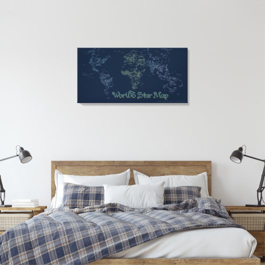 World Word Star Map Canvas Afdrukken (Insitu (Slaapkamer))