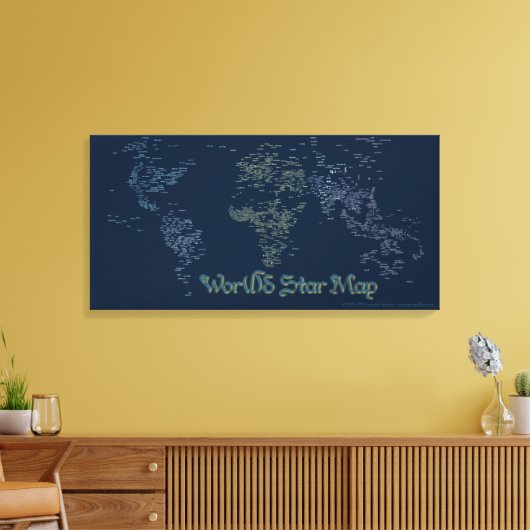 World Word Star Map Canvas Afdrukken (Insitu (Woonkamer))