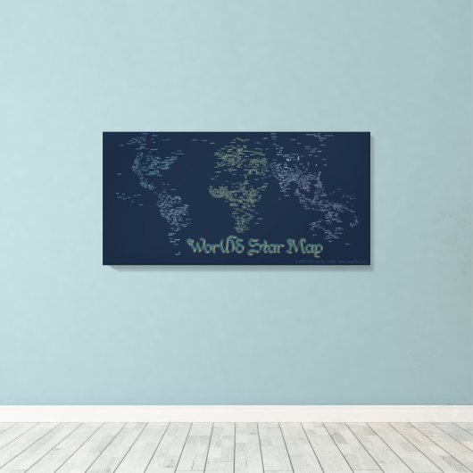 World Word Star Map Canvas Afdrukken (Insitu (Houten vloer))