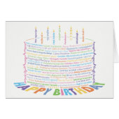 World Word verjaardagstaart Kaart - kleurenschema  (Voorkant Horizontaal)