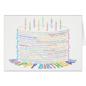 World Word verjaardagstaart Kaart - kleurenschema  (Voorkant Horizontaal)