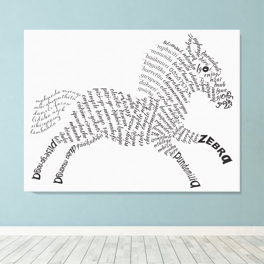 World Word Zebra Canvas (Insitu (Houten vloer))