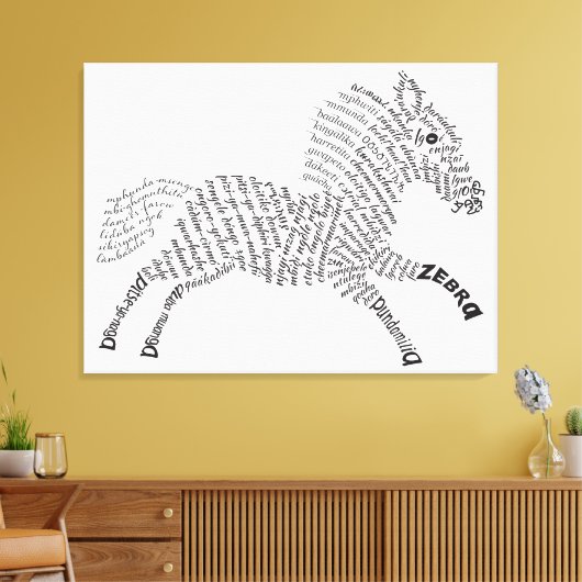 World Word Zebra Canvas Afdruk (Insitu (Woonkamer))