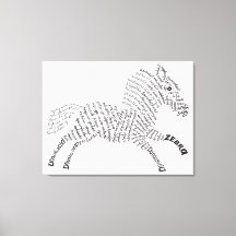 World Word Zebra Canvas