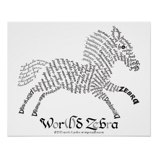 World Word Zebra Poster (Voorkant)