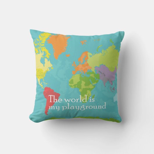 WorldMap_PillowCase Kussen (Voorkant)
