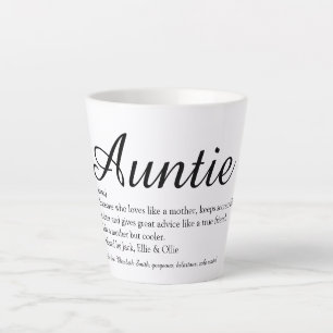 World's Best Aunt, Auntie Definition Chic Script Latte Mok
