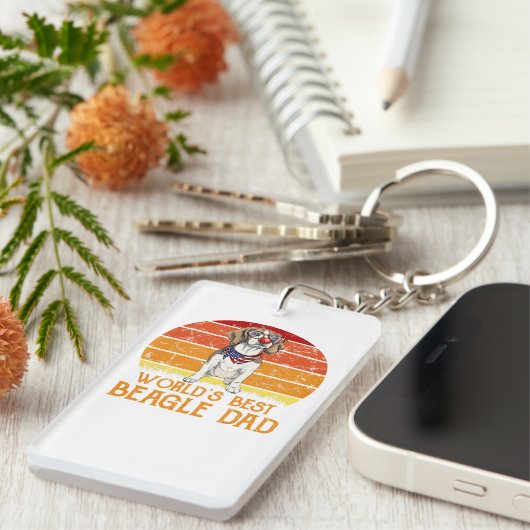 Worlds Best Beagle Dad Beagle Lover Sleutelhanger (Voorkant Rechts)
