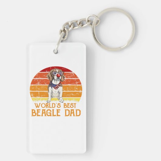 Worlds Best Beagle Dad Beagle Lover Sleutelhanger (achterkant)
