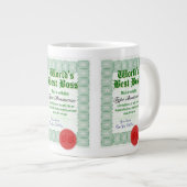 World's Best Boss Award Certificate Jumbo Mok (Voorkant rechts)