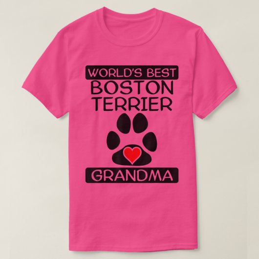 World's Best Boston Terrier Grandma Dog Paw Heart T-shirt (Design voorkant)