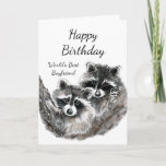 World's Best Boyfriend Birthday Raccoon Animals Kaart<br><div class="desc">World's Best Boyfriend Birthday Cute Watercolor Raccoon Animals</div>