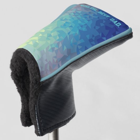 WORLDS BEST DAD Blue Abstract Pattern Golf Head Co Golfheadcover (3/4 voorkant)