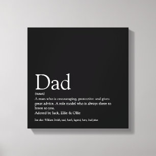 World's Best Dad Daddy Father Definition Fun Black Canvas Afdruk
