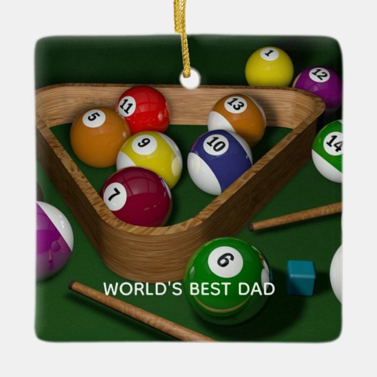 World's Best Dad, game of billiards, Keramisch Ornament (Voorkant)