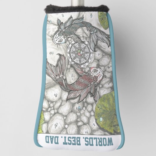 WORLDS BEST DAD Koi Fish Yin en Yang Golfheadcover (Draai 90)