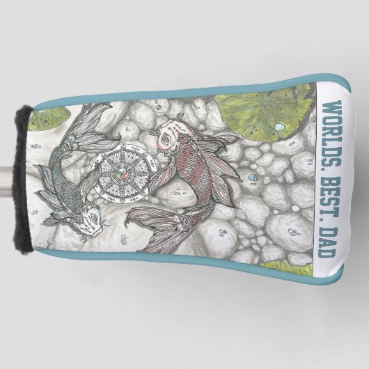 WORLDS BEST DAD Koi Fish Yin en Yang Golfheadcover (Voorkant)