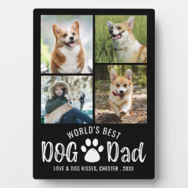 WORLDS BEST DOG DAD 4 Foto Collage Uw kleur Fotoplaat