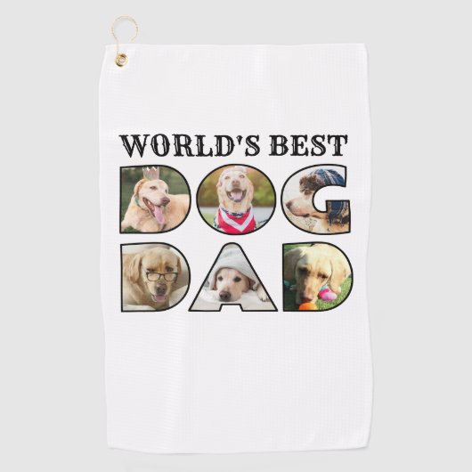 World's Best Dog Dad 6 Photo Collage Hondenliefheb Golfhanddoek (Voorkant)