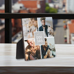 'Worlds Best Dog Dad' Foto Collage Plaque Fotoplaat<br><div class="desc">Show van je vaders status met dit schattige fotocollage plaatje met vier vierkante foto's van jou en je huisdier. "Worlds Best Dog Dad" verschijnt in het midden in kalligrafiescript en leuke letterlijke typografie op een grijs vierkant dat in om het even welke kleur, met een schattig wit hart kan worden...</div>