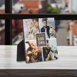 'Worlds Best Dog Dad' Foto Collage Plaque Fotoplaat<br><div class="desc">Show van je vaders status met dit schattige fotocollage plaatje met vier vierkante foto's van jou en je huisdier. "Worlds Best Dog Dad" verschijnt in het midden in kalligrafiescript en leuke letterlijke typografie op een bruin vierkant dat in om het even welke kleur, met een schattig wit hart kan worden...</div>