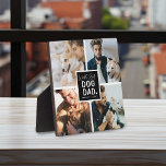 'Worlds Best Dog Dad' Foto Collage Plaque Fotoplaat<br><div class="desc">Show van je vaders status met dit schattige fotocollage plaatje met vier vierkante foto's van jou en je huisdier. "Worlds Best Dog Dad" verschijnt in het midden in kalligrafiescript en leuke letterlijke typografie op een zwart vierkant met een schattig wit hart. Personaliseer u door naam/namen toe te voegen.</div>