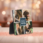 'Worlds Best Dog Mam' Foto Collage Plaque Fotoplaat<br><div class="desc">Show van je hond met dit schattige fotocollage plaquette met vier vierkante foto's van jou en je huisdier. "Worlds Best Dog Mam" verschijnt in het midden in een kalligrafiekscript en een leuke letterlijke typografie op een blauw vierkant met een leuk wit hart. Personaliseer u door naam/namen toe te voegen.</div>