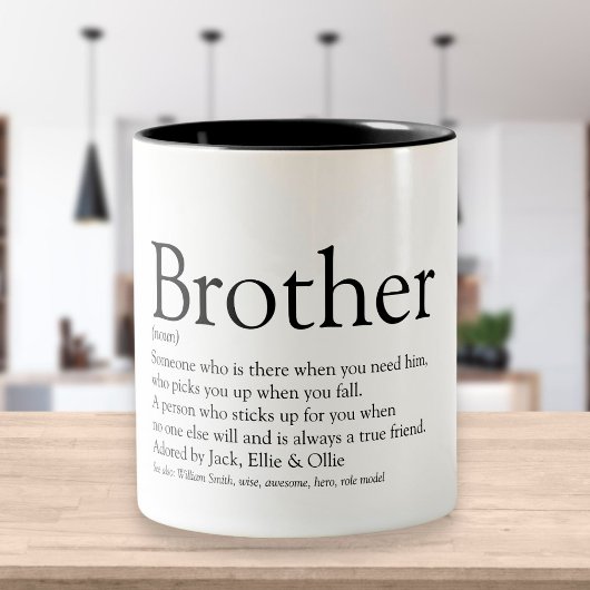 World's Best Ever Brother Definition Fun Tweekleurige Koffiemok