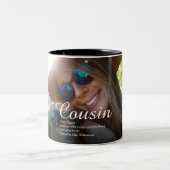 World's Best Ever Cousin Definition Script Photo Tweekleurige Koffiemok (Center)