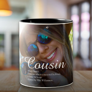 World's Best Ever Cousin Definition Script Photo Tweekleurige Koffiemok