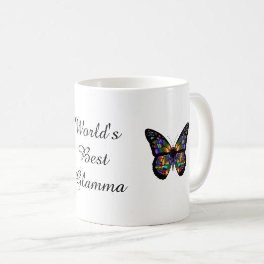 'World's Best Glamma' Butterflies Coffee Mok (Voorkant rechts)