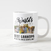 World's Best Grandpa Custom 3 Photo Collage Grote Koffiekop (Rechts)