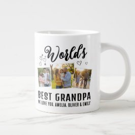 World's Best Grandpa Custom 3 Photo Collage Grote Koffiekop