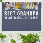 World's Best Grandpa Custom 3 Photo Collage Theedoek (Gevouwen)
