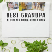 World's Best Grandpa Custom 3 Photo Collage Theedoek (Gevouwen)