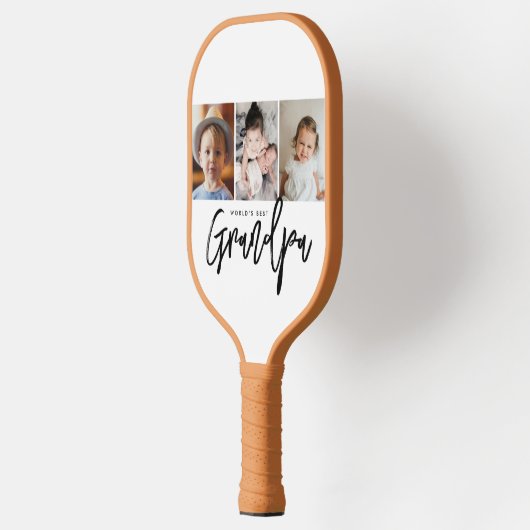 World's Best Grandpa Custom Photo gift Collage Pickleball Paddle (Links)
