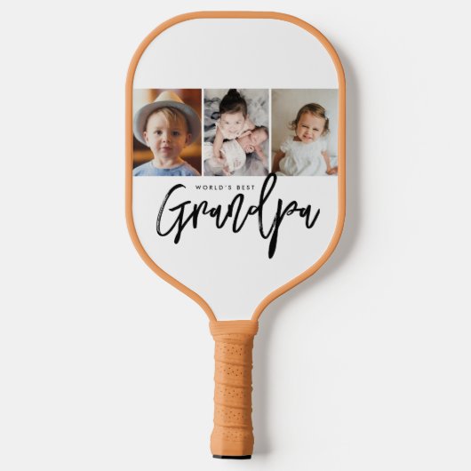 World's Best Grandpa Custom Photo gift Collage Pickleball Paddle (Achterkant)