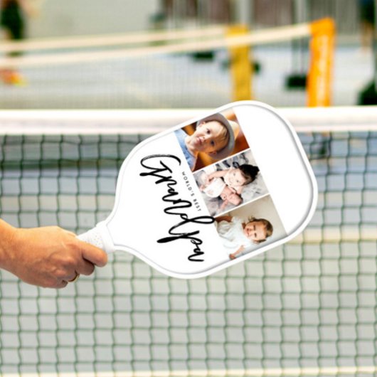 World's Best Grandpa Photo gift Collage Custom Pickleball Paddle