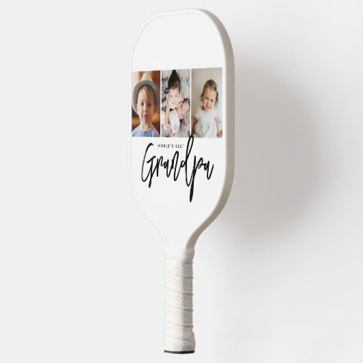 World's Best Grandpa Photo gift Collage Custom Pickleball Paddle (Links)